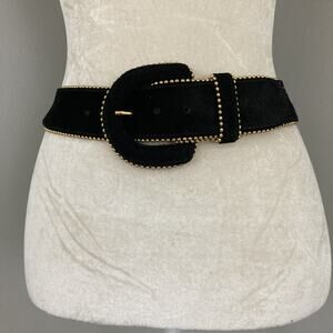 Anne Klein VTG Belt 90s Suede Leather gold beaded quiet luxury old money XS S
